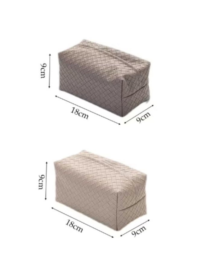 ووفيكسر قطعتان من غطاء علبة مناديل ورقية جلدية عصرية، حامل مناديل مستطيل مزخرف للمناديل الورقية ومناديل التجفيف والمناديل العادية، مناسب للحمام والمطبخ وغرفة النوم والمكتب. - Image 5